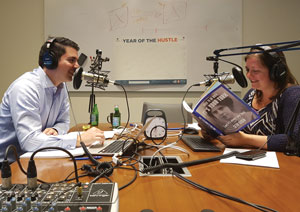 Peter Aprile and Natalie Worsfold recording their Building NewLaw podcast