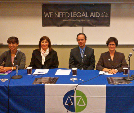 (r to l) Justice Susan Wishart, Richard Schwartz, Trish Kumpf, and Kasari Govender at A Day for Legal Aid. (Photo: Zack Myers)