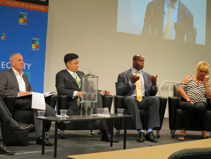 A Pride panel discussion at the LSUC focused on continuing challenges to LGBT rights in Canada and internationally. (Photo: Glenn Kauth)