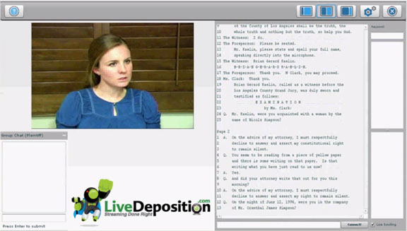 live deposition screen grab