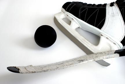 hockey stick and puck