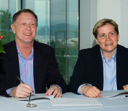 Peter Allard and UBC law dean Mary Anne Bobinski.