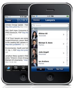 Torys has an iPhone app